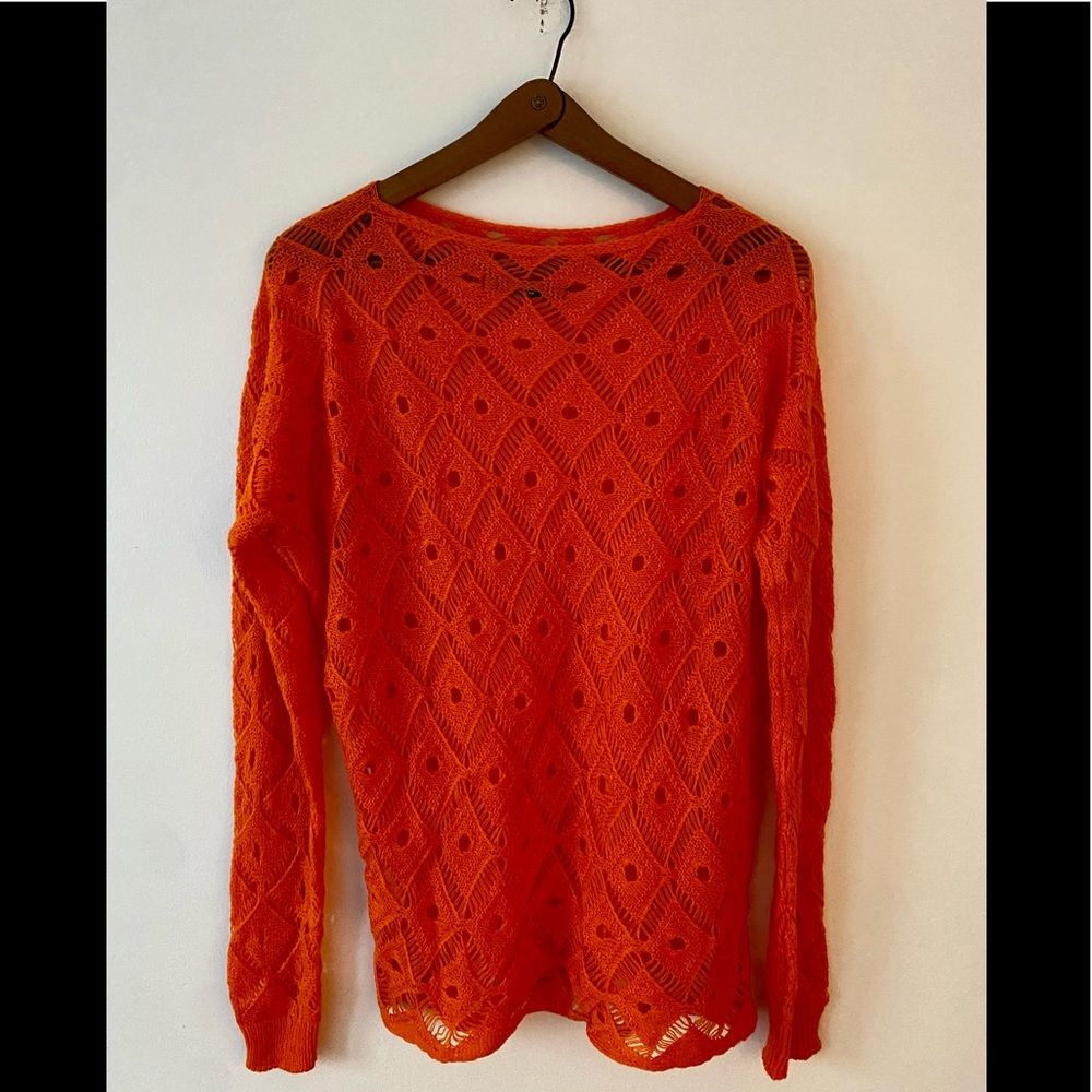 AQE fashion crochet boatneck sweater / medium / 100% acrylic